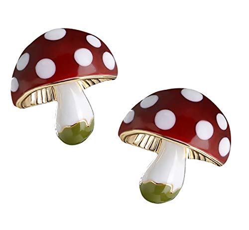 Caiyao Enamel Mushroom Stud Earrings Hypoallergenic Cute Small Cartoon Earrings Simple Delicate Easter Jewelry Gifts For Women cover