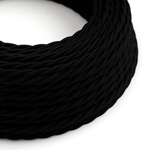 creative cables Black Cotton Covered Twisted Electric Cable 2x18 AWG - TC04-164ft, 2 x 18 AWG