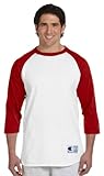 Champion Men's Raglan Baseball T-Shirt, White/Scarlet, 3X-Large