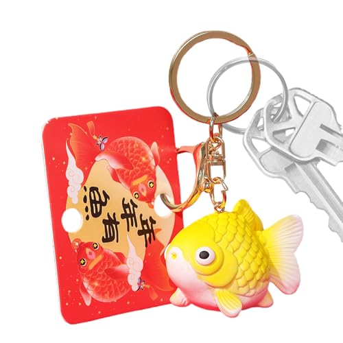 Llavero de pez de la fortuna, adorno decorativo para llavero, escultura en miniatura, dije colgante para bolso, accesorio para bolsa de suerte, figura de prosperidad, regalo perfecto para el éxito de