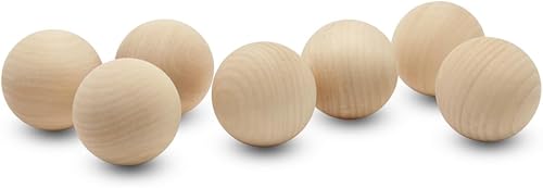 Miniatura 10 de Bolas de madera pequeñas de 1-34 pulgadas, paquete de 10 bolas de madera para manualidades y proyectos de bricolaje, bolas de madera de abedul de