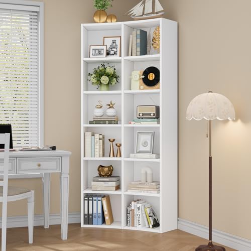 kepptory 71'' Tall Corner Bookshelf, 6 Tier L-Shaped Corner Bookcase with Open Storage & Baffles, Tall Display Shelf, Freestanding Storage Shelves for Living Room, Home Office, Bedroom, White by kepptory - Image 8