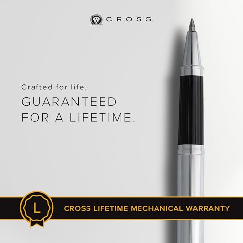 Image of Cross Century II Lustrous Chrome Selectip Refillable Rollerball Pen - Medium Point, Black Ink, Presented in a Luxury Gift Box