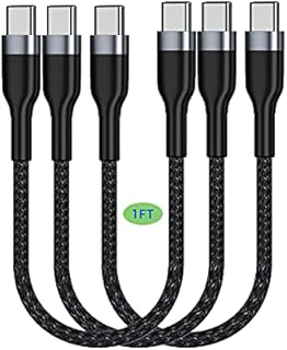 USB C to USB C Cable 0.3m 3-Pack, 12 inch 60W Type C PD Fast Charge Cord Compatible with Samsung GalaxyS21/S21+/S20+ Ultra Note 20, Pixel 4/3 XL, MacBook Air iPad Pro 2020