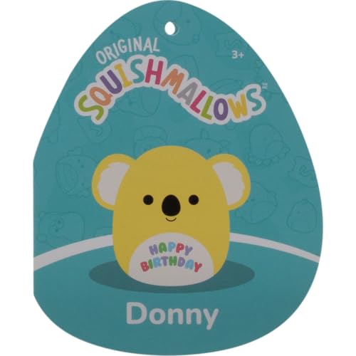 Image of Squishmallows Original 12in Donny the Yellow Koala with inchHappy Birthday inch on Belly - Official Jazwares Birthday Plush (Medium-Sized)