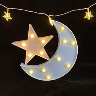 Decorative Moon-star Night Light,Cute LED Nursery Night Lamp Gift-Marquee Moon-star Sign for Birthday