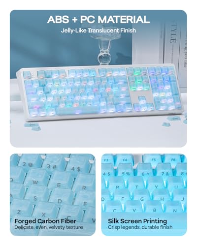 Image of EPOMAKER Frost Jelly Keycaps Set, 126 Keys Forged Carbon Fiber Keycaps | Cherry Profile, ABS+PC, MX-Style Compatible for 61 /68 /84 /87 /98 /100 /104 /108 ANSI Layout Mechanical Gaming Keyboards (Blue)