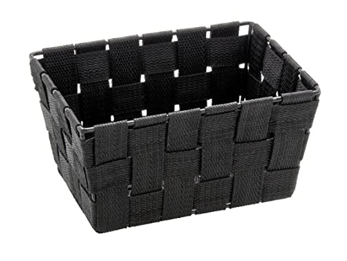 WENKO Panier de salle de bains Adria Mini, long noir - panier de bain Capacité: 2.178 l, Polypropylène, 19 x 9 x 14 cm, Noir