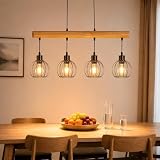 ZMH Vintage Pendelleuchte esstisch Holz Hängelampe 4 flammig Industrial
