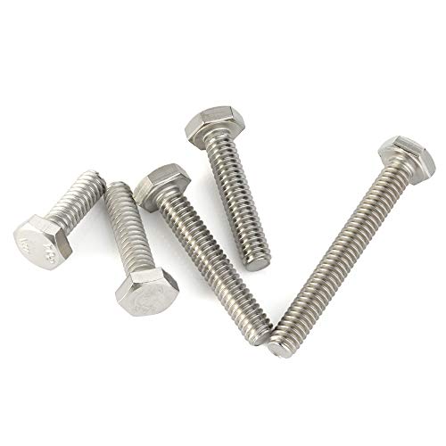 Image of Mellewell M6 x 8mm Hex Head Screw Bolts, Fully Threaded, Stainless Steel 18-8, Plain Finish, Quantity 25