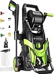 Pressure Washer, 4500 PSI 3.2 GPM Power Washer with Extra Hose, 23FT Hose 16FT Power Cord, 4 Nozzle/Foam Cannon, High Pressure Washer for Cars, Fences, Patio, Home, Green