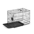 Amazon Basics Foldable Metal Wire Dog Crate with Tray, Single Door, 56 cm