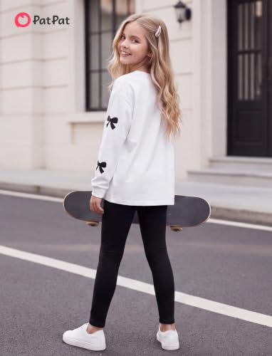 Image of PATPAT Little Girls Clothes Crew Neck Leopard Color Block Sweatshirt and Leggings Girls Outfits Size 4-12Y