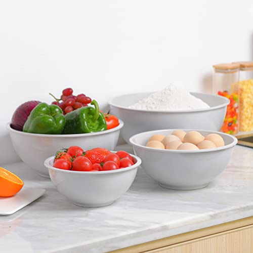 Joviton 8-Piece Light Gray Melamine Mixing Bowls With Lids Set, Large Mixing Bowl For Kitchen, Great Nesting Bowls For Space Saving Storage #TOP19