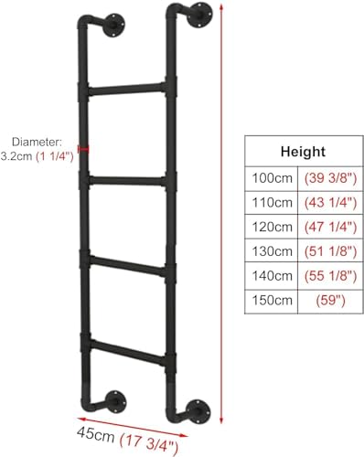Escalera de pared metálica resistente para litera con baldas de diseño 3