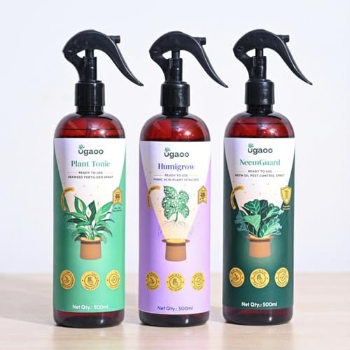 Image of Ugaoo Plant Care Combo of 3 | HumiGrow Humic Acid Spray, NeemGuard Neem Oil Insect Repellent & Seaweed Plant Tonic Spray | Ready to Use Organic Growth Booster & Protection - 500 ml each
