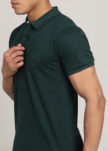 Image of INKKR Men Solid Polo Neck Cotton Blend Collar T-Shirt