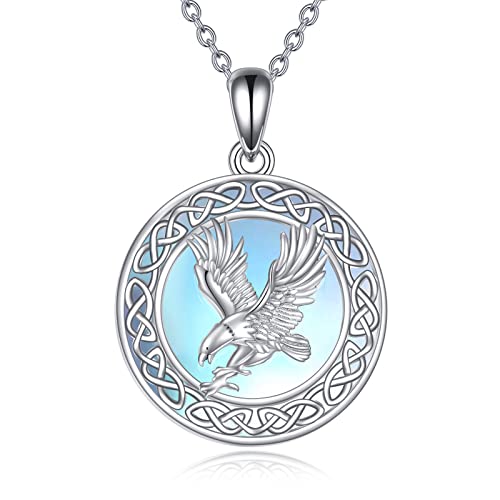 Eagle Necklace Gifts Sterling Silver Moonstone Irish Celtic Knot Pendant Necklace Jewelry November Guardian Animal Necklace For Women Teen Girls Mother Daughter (Moonstone Eagle Necklace-November Guardian Animal) #TOP30