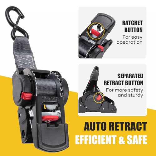image for Ayaport Retractable Ratchet Straps 2 inch x 6ft Boat Transom Tie Down 
