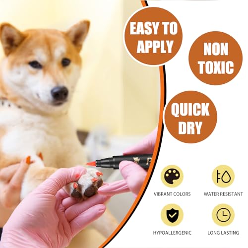 Image of 9 Colors Dog Nail Polish Pens Quick Dry, Dog Safe Nail Polish, Easy to Apply, Non Toxic, Paint for Paws, DIY Puppy Nails