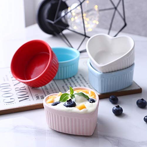 Porcelain Ramekin Bowls Souffle Dishes Creme Brulee Dishes Baking Dishes(Set of 4)