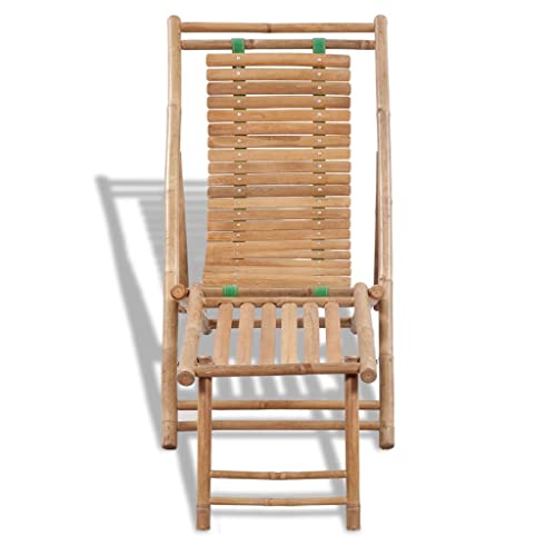 Chaise longue de jardin en bambou avec repose-pieds inclinable - 4