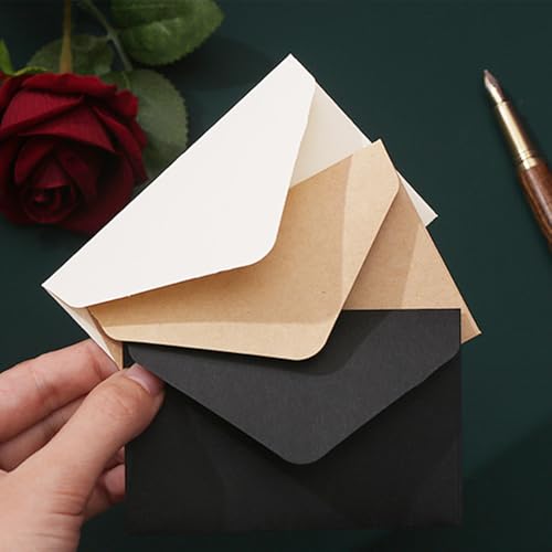 XINGSUI 80 Stück 14,13 * 2,75 Zoll Vintage Mini Umschläge, Klein Farbige Briefumschläge, Einfaches Flip Kleine Briefumschläge, für Grußkarten, Einladungen, Geschenke(Weiß)