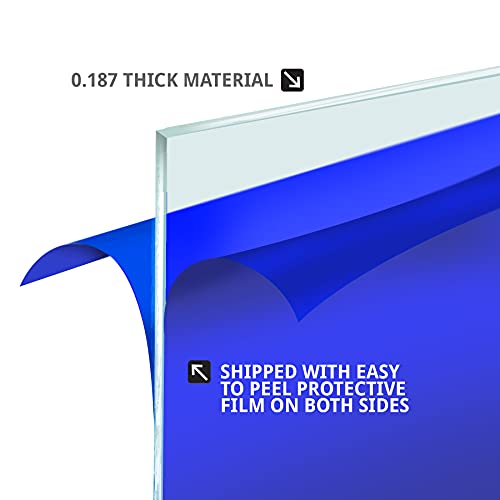 Image of Azar Displays 179624 Clear Acrylic Plexiglass Sheet Cut to Size, Quality 3 /16 inch Thick Acrylic, Transparent Plastic Board, Size: 18 inch x 24 inch Perspex Plastic Panel, DIY, Crafts, 2-Pack
