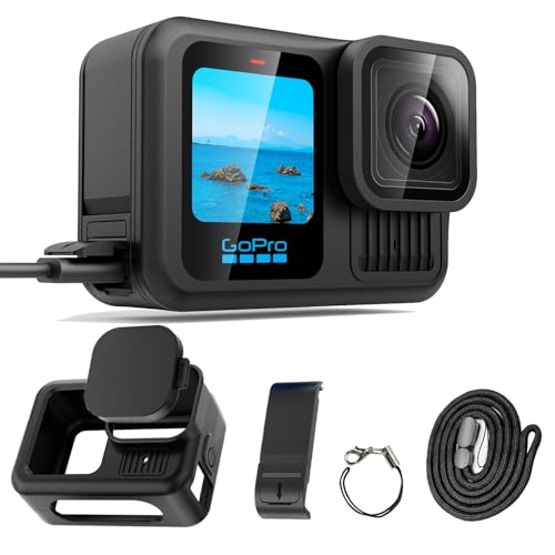 HERO13 Black シリコンケース レンズカバー バッテリーカバーサイドドア 5点キット 電池蓋と保護ケースを取り付けたまま充電可能 GoPro HERO13専用 保護カバー レンズキャップ マグネット式マウントに対応 ゴープロ13に適合アクセサリー