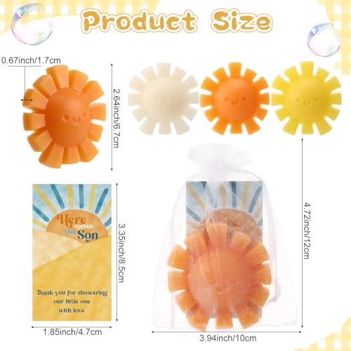 leelosp 30 sets here comes the son baby shower favors sunshine soaps sun handmade scented soap with thank you cards and organza bags for guests baby shower party game prize supplies return gifts