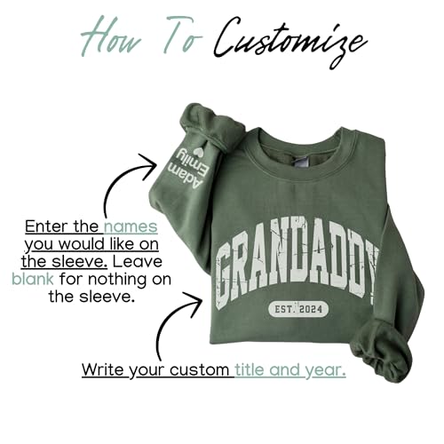 Custom Grandaddy Sweatshirt With Grandkids Name On Sleeve, For Grandaddy, Christmas Grandaddy Sweatshirt3