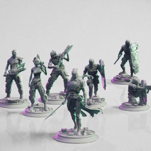 Lot de 7 Figurines de Jeu de rôle Cyberpunk pour Donjons et...