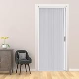 Koncey Porta a Soffietto da Interno Porta Divisoria a Nido d'Ape in Lega di Alluminio Bedroom Bathroom Porta Scorrevole Nessuna Perforazione della Porta Scorrevole Invisibile(Bianca,80 X 200 CM)