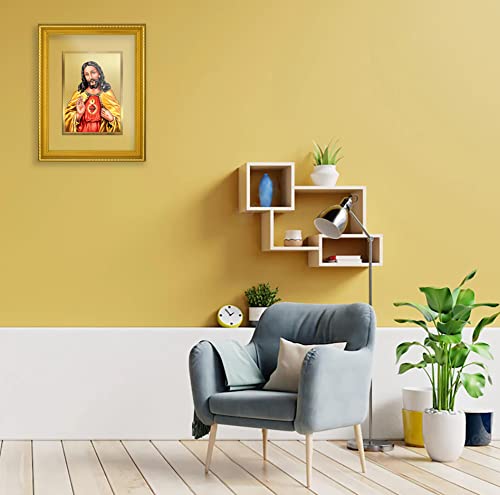 Image of Diviniti Jesus Gold Plated Wall Photo Frame, Table Decor| DG Frame 056 Size 3 and 24K Gold Plated Foil| Religious Photo Frame Idol For Prayer, Gifts Items (32.5 CM X 25.5 CM)
