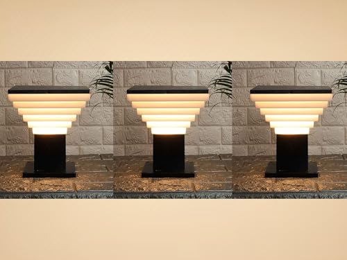 SINOMAN Metal and Polycarbonate Gate Light for Home Gate Waterproof | Lamps for Main | Outdoor Garden Light | Pillar Lights (GL Delux, Pack of 3) Bulb Not Included