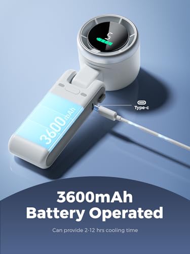 Diveblues Portable Handheld Turbo Fan, 5 Gear Wind, Battery Operated, Up to 12 Working Hours, 3 IN 1 Hand Fan with Air Turbo Tech Cooling Fan for Outdoor Activities, Travel, Working, Silvery white - Image 6