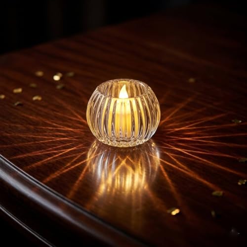 Image of CAVY LED Tealight Candles Flameless & Smokeless Decorative Candles Tealight with Ripped Crystal Design Battery Operated Flickering Candle for Diwali Decoration,Wedding,Birthday,Home Decor (Set of 24)