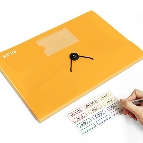 Accordian File Organizer 7 Pocket Expanding File Folder With Labels, Plastic Expandable File Folder For Documents Letter Size A4 Papers - Orange #TOP3