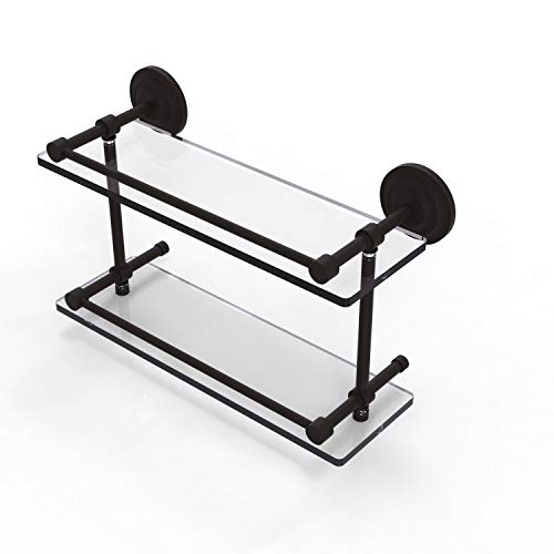 Allied Brass Qn-2/16-Gal-Orb Qn 2 Gal Que New Inch Double Gallery Rail Glass Shelf, 16 Inch, Oil Rubbed Bronze #TOP28