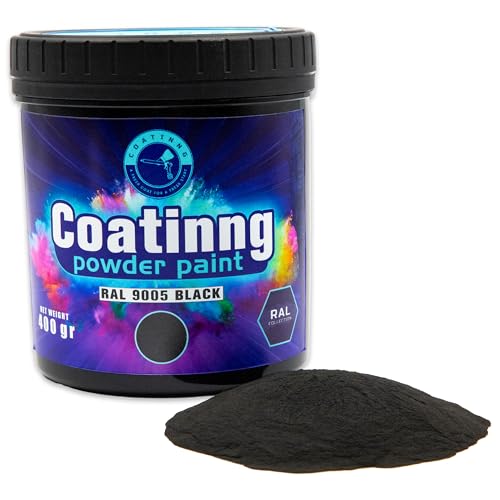 COATINNG - Pulverlack schwarz glänzend - Pulverbeschichtung aus Polyester, elektrostatisch, Duroplastbeschichtung, Thermokonvertierbarer Lack (schwarz_glänzend RAL9005)