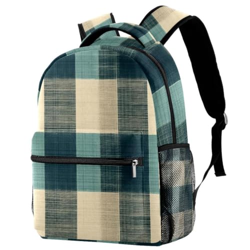 Mochila escolar a cuadros y bolsa para libros casual multicolor