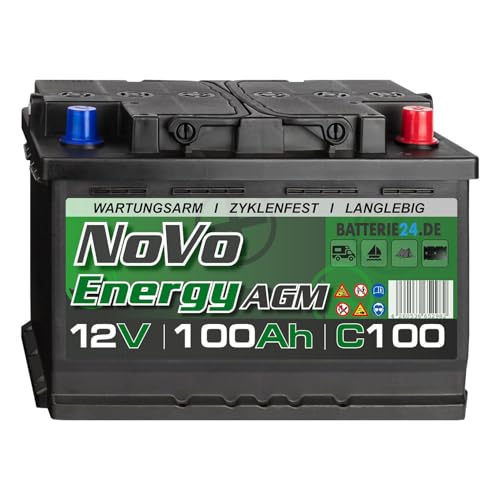Novo Energy 100Ah Solarbatterie 12V Wohnwagen AGM Batterie Mover Camping Wohnmobil Batterie Solaranlage Versorgungsbatterie Akku- & Bootsbatterie