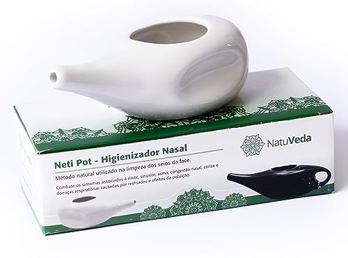 Higienizador Nasal Neti Pot Jalaneti Ducha Lavador Combate Sinusite e Rinite (Branco)