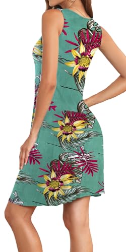 Image of Akihoo Women Summer Casual Sleeveless Midi Plain Pleated Tank Vest Dresses