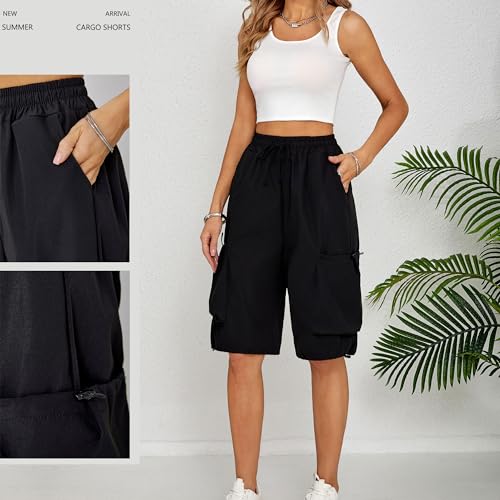 Cargo Shorts Women Y2K Baggy Knee Length Athletic with Pockets Hiking Waterproof Black Pants Men Summer Outfits2