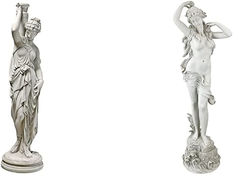 Design Toscano KY799519 Dione The Divine Water Goddess Greek Garden Statue, 39 Inch, Grande, Antique Stone & Spring Awakening Garden Statue