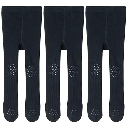 Tiny One Strumpfhose Baby & Kinder 3-pack | Bio-Baumwolle | Krabbelstrumpfhose für Mädchen & Jungen | Anti-Slip Knie & Füße | Rutschfest & Bequem Tights 86/92