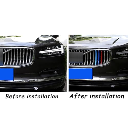 Image of Auto Grille Inserts Stripes Trims, Center Kidney Grilles Decoration Compatible with Volvo S90 V90 2021-2024 Car Accessories Sports,Color A