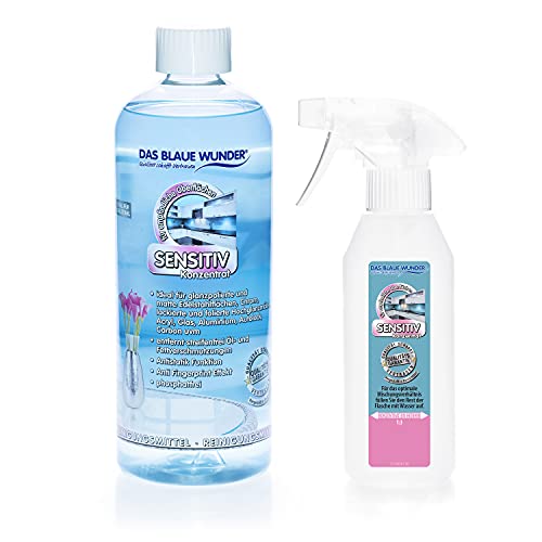 Sensitiv Konzentrat | Das blaue Wunder | Reiniger | Entfernt streifenfrei Öl- und Fettverschmutzungen | Anti Fingerprint Effekt | für empfindliche Oberflächen (750 ml)