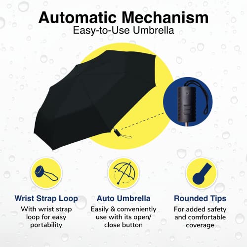 Weather-Station-Rain-Umbrella-Automatic-Folding-Umbrella-Windproof-Lightweight-and-Packable-for-Travel-Full-42-Inch-Arc-Black